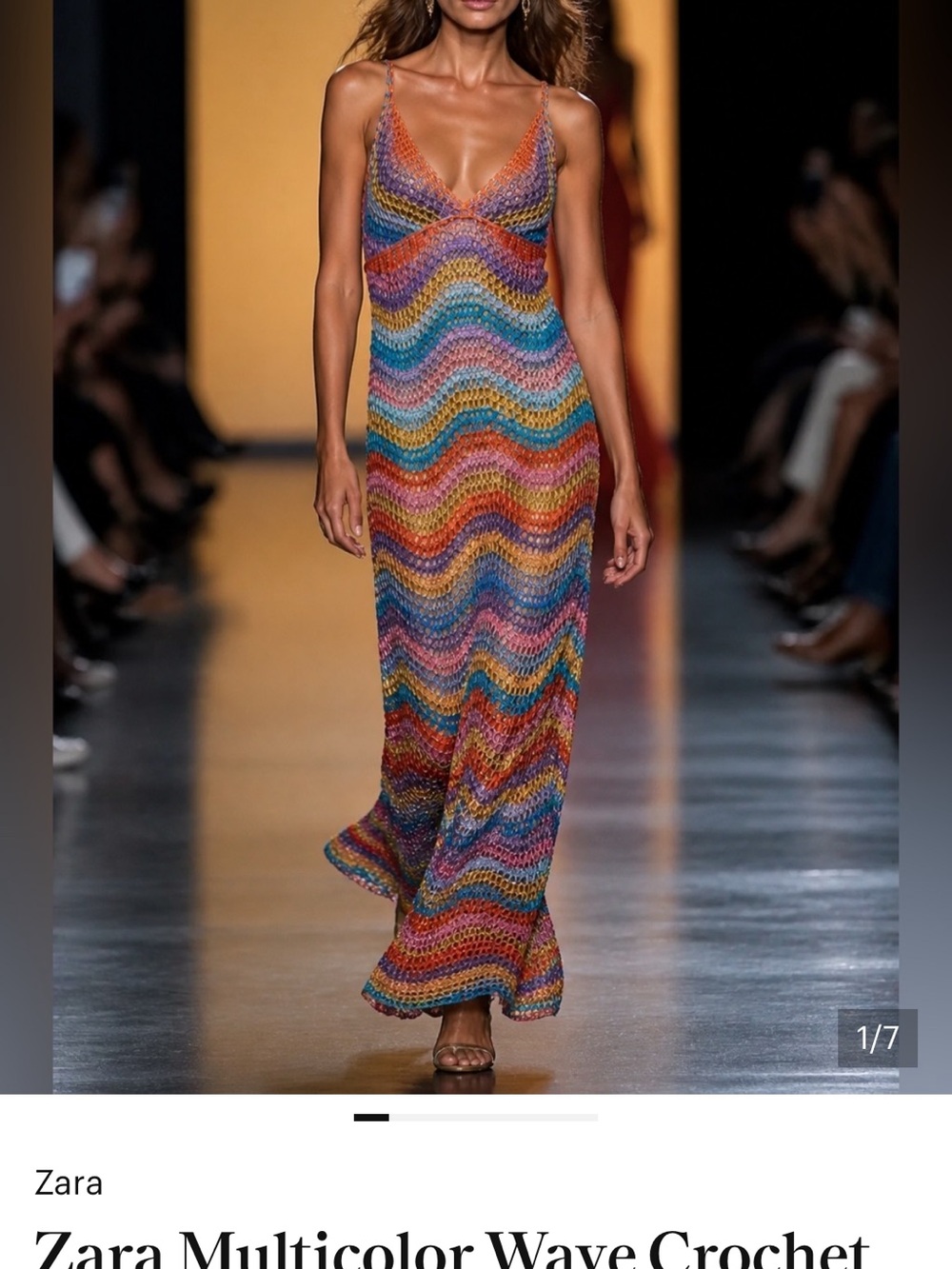 Zara Multicolor Wave Crochet Slip Dress - Picture 2 of 6